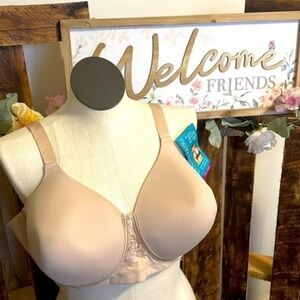 Vanity Fair bra full figure 4 way stretch damask neutral comfort intimate Sz 44D